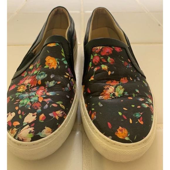 Beomos Slip On Sneakers Floral Black Women's US 7 - Picture 1 of 7